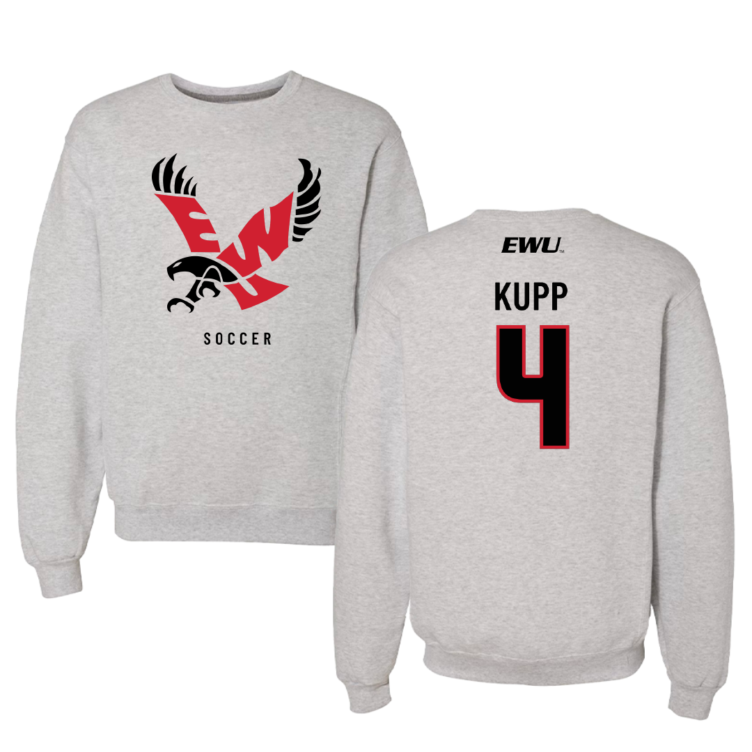 Eastern Washington University Soccer Gray Crewneck - #4 Katrina Kupp