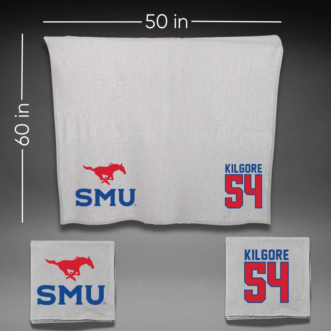 Southern Methodist University Football Gray Blanket - #54 Alex Kilgore