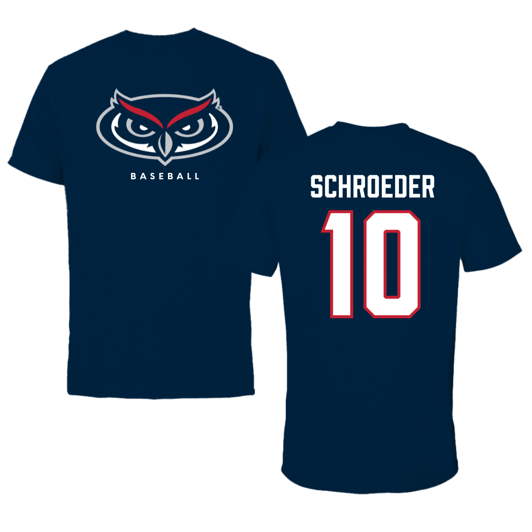 Florida Atlantic University Baseball Navy Mascot Tee - #10 John Schroeder