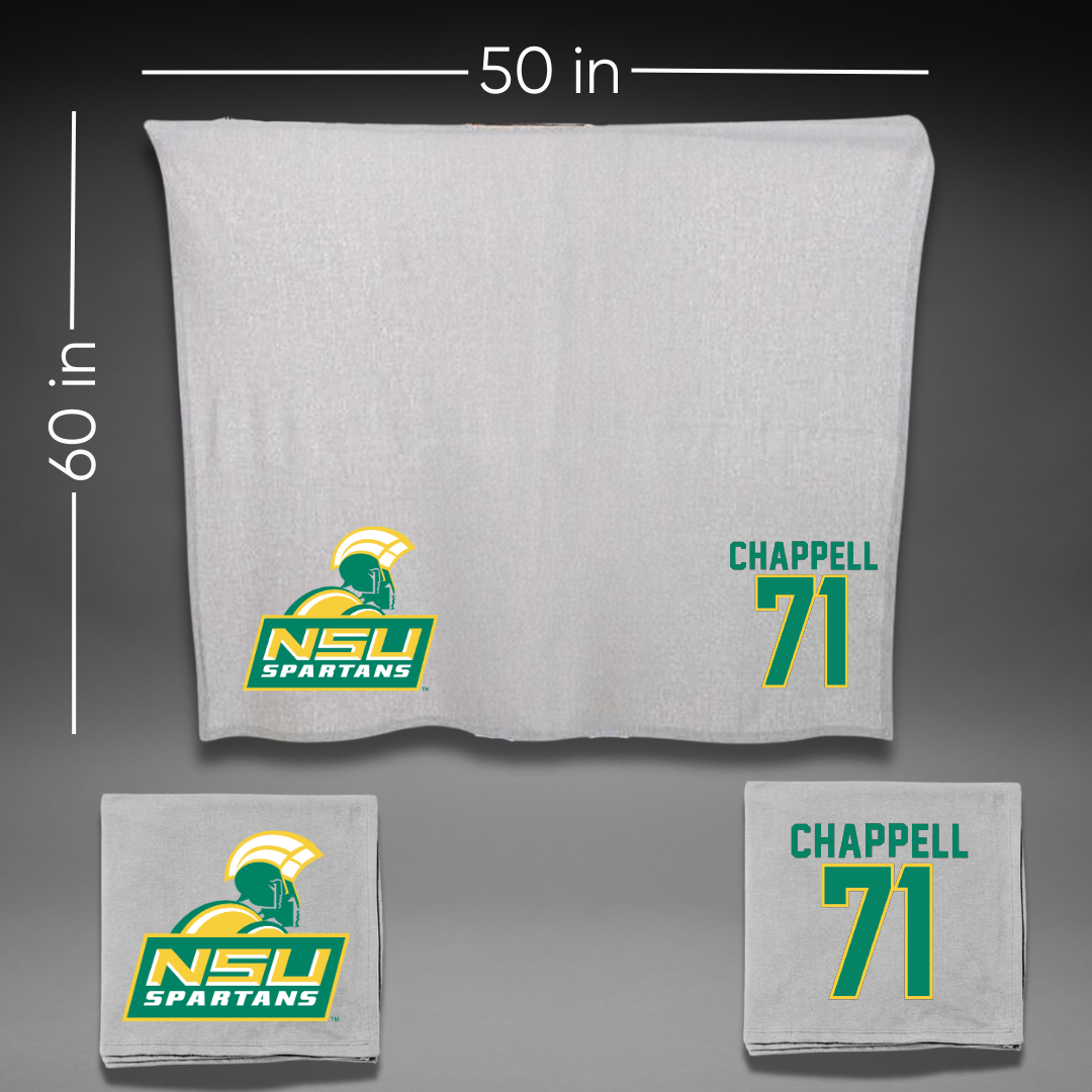 Norfolk State University Football Gray Blanket - #71 Jayden Chappell