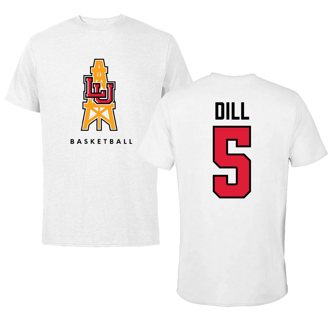 Lamar University Basketball White Performance Tee - #5 Cameron Dill