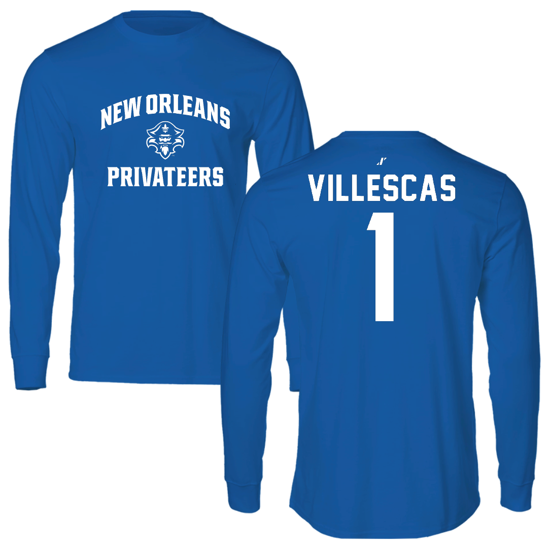 University of New Orleans Baseball Blue General Performance Long Sleeve - #1 Diego Villescas