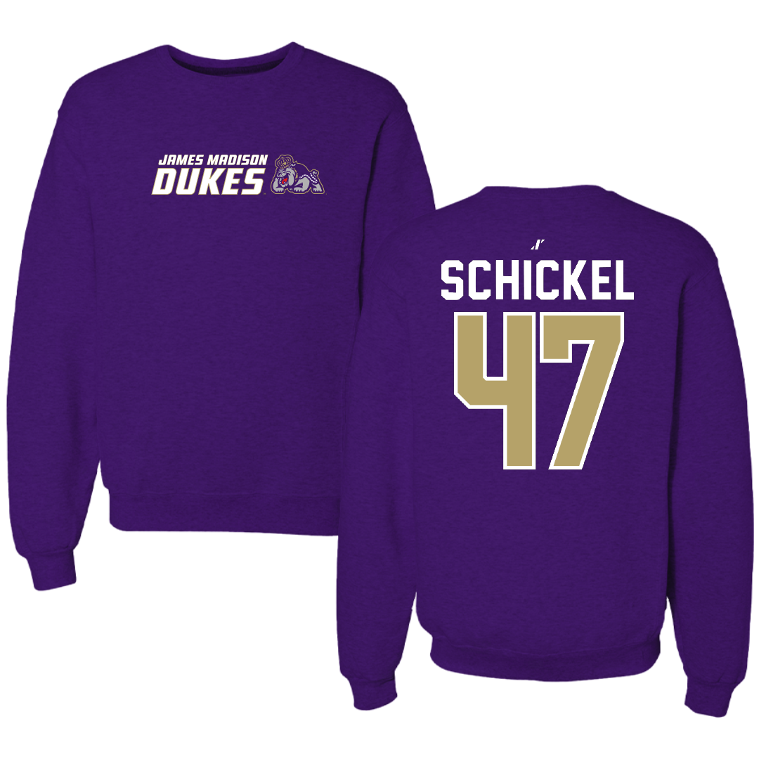 James Madison University Football Purple General Crewneck - #47 Kaden Schickel