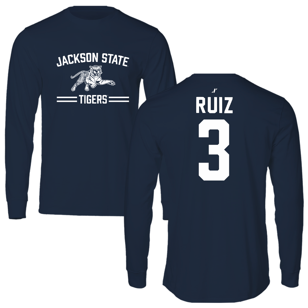 Jackson State University Softball Navy General Performance Long Sleeve - #3 Amaya Ruiz
