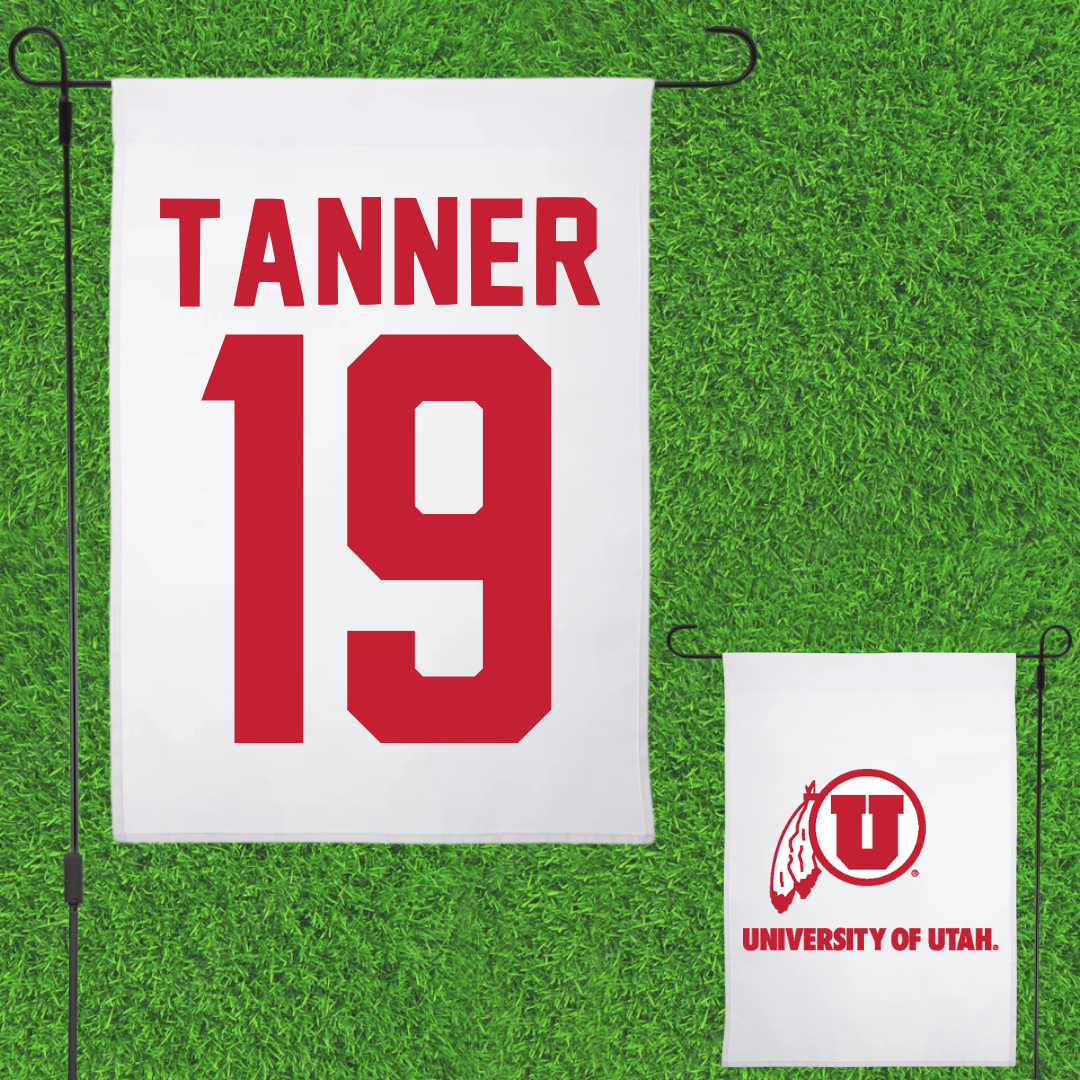 University of Utah Lacrosse White Garden Flag - #19 Dallin Tanner