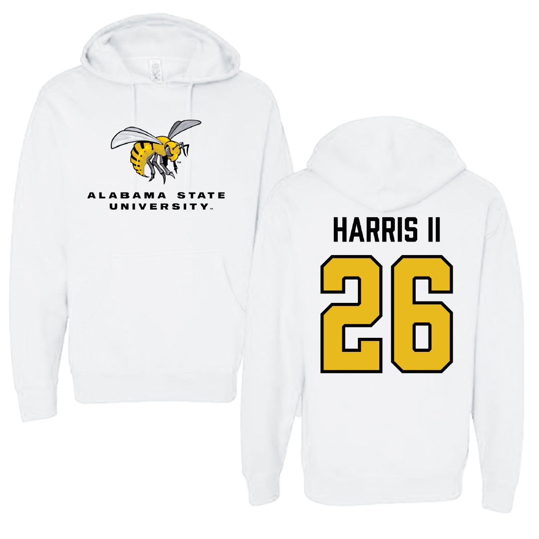 Alabama State University Football White Block Hoodie - #26 Marcus Harris II