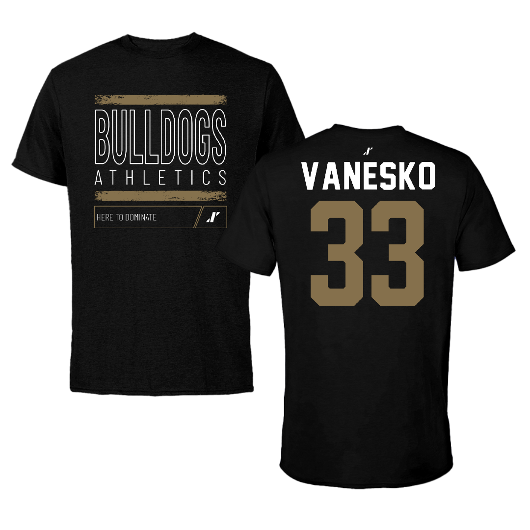 Bryant University Baseball Black Dominate Performance Tee - #33 Jackson Vanesko