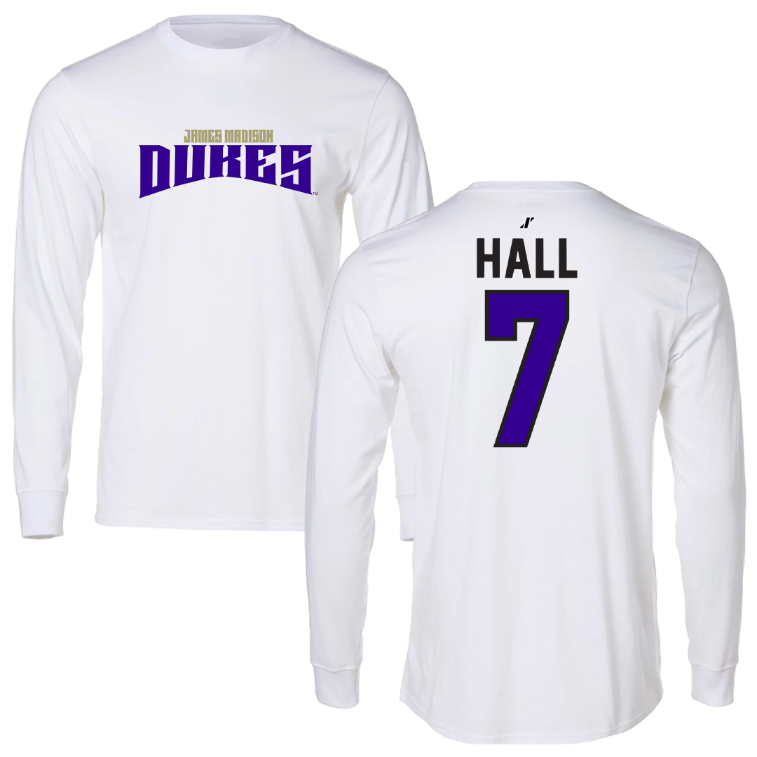 James Madison University Softball White Classic Performance Long Sleeve - #7 Jasmine Hall