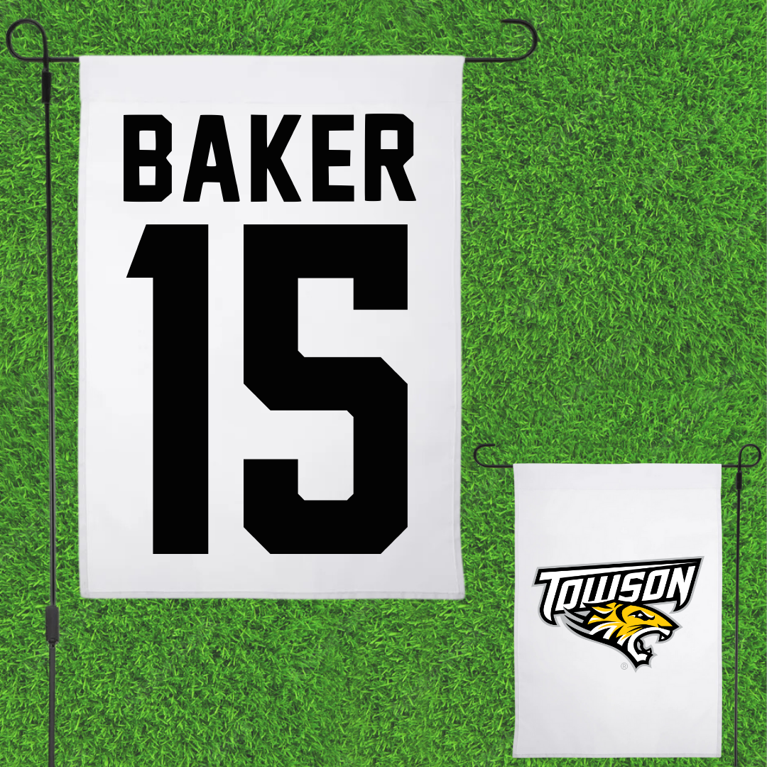 Towson University Lacrosse White Garden Flag - #15 Emma Baker