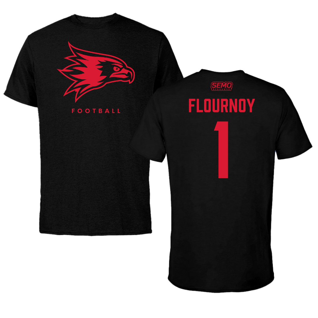 Southeast Missouri State University Football Black Performance Tee - #1 Ryan Flournoy