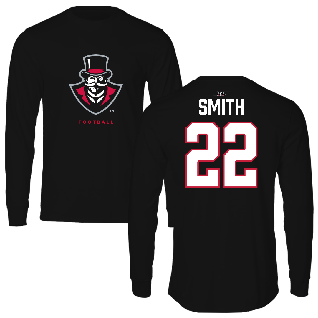 Austin Peay State University Football Black Mascot Performance Long Sleeve - #22 Carson Smith