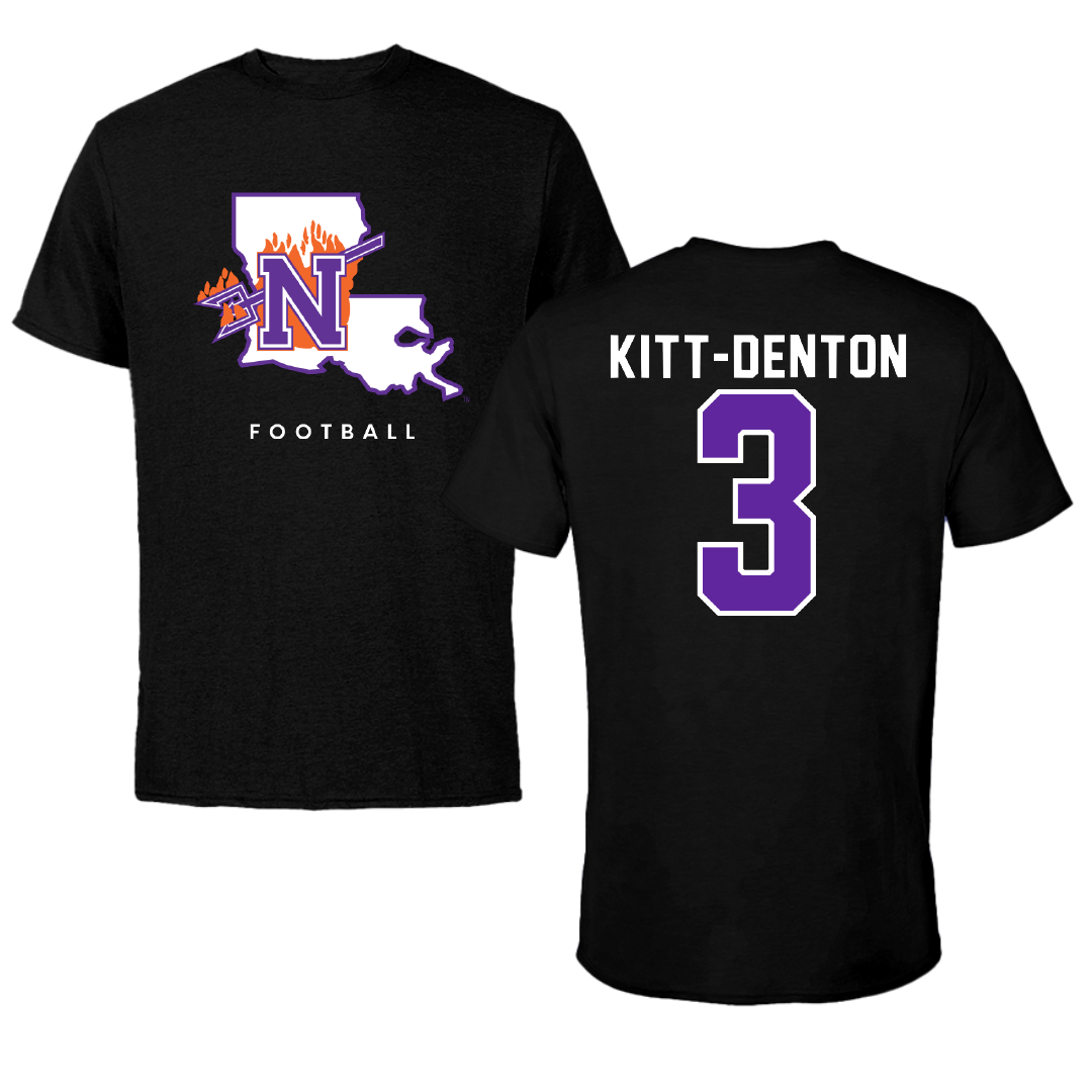 Northwestern State University Football Black Block Performance Tee - #3 Myles Kitt-Denton