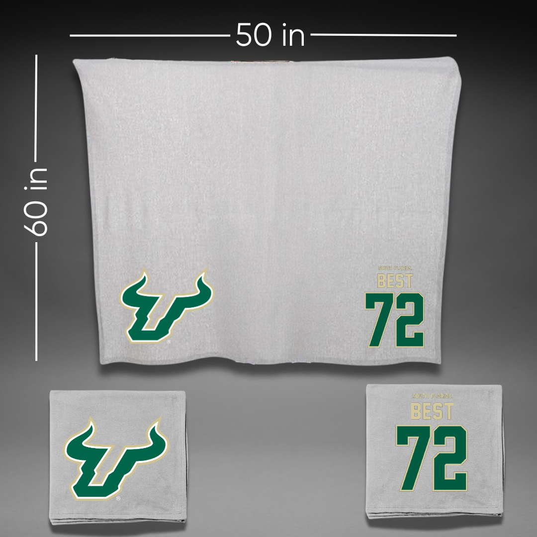 University of South Florida Football Gray Blanket - #72 Cole Best