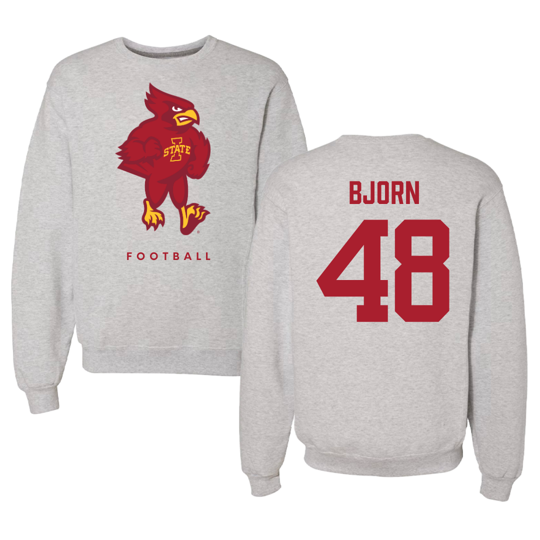 Iowa State University Football Gray Crewneck - #48 Jack Bjorn