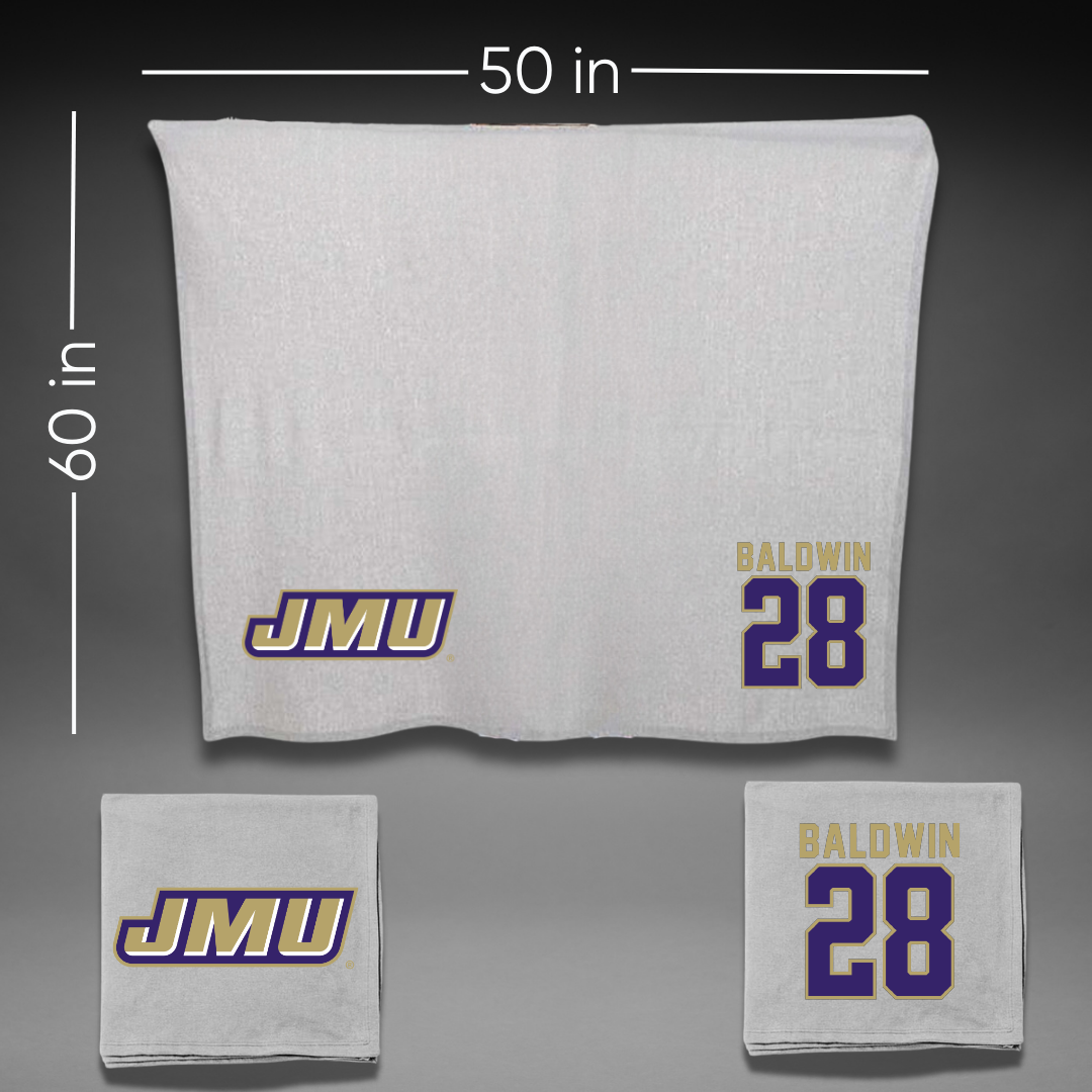James Madison University Football Gray Blanket - #28 Ke'Marion Baldwin