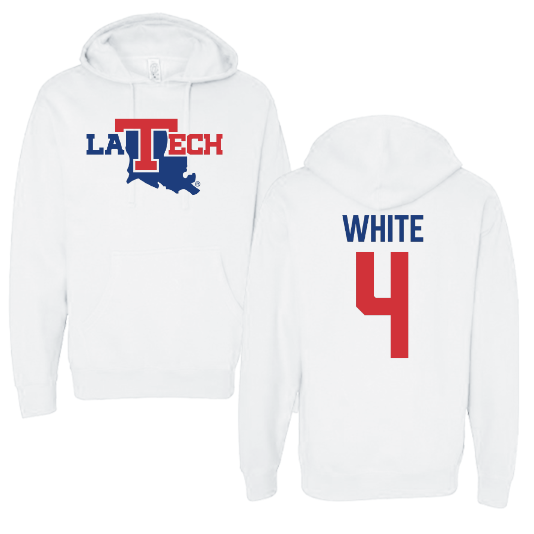 Louisiana Tech University Soccer White Hoodie - #4 Ella White