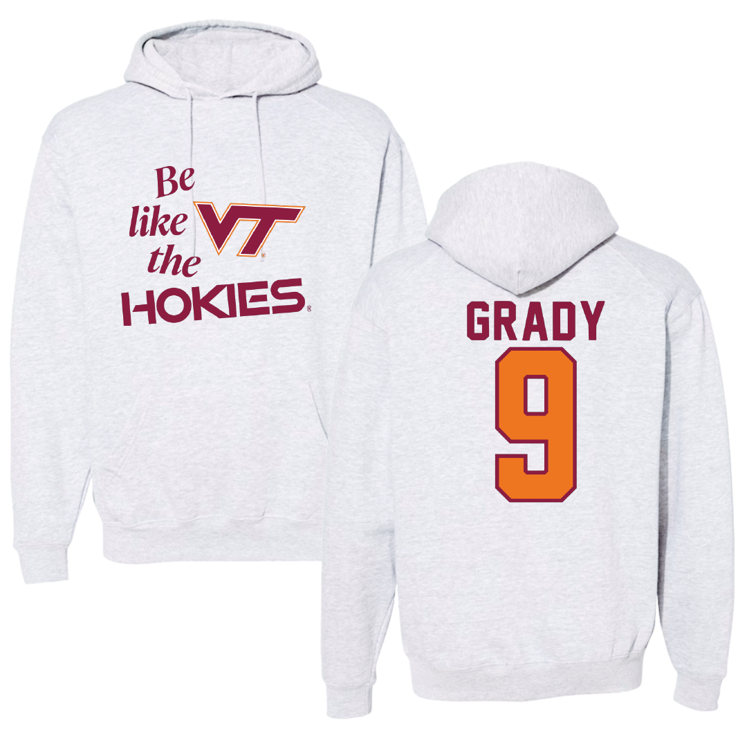 Virginia Tech Baseball Light Gray Be Like Us Hoodie - #9 Clay Grady