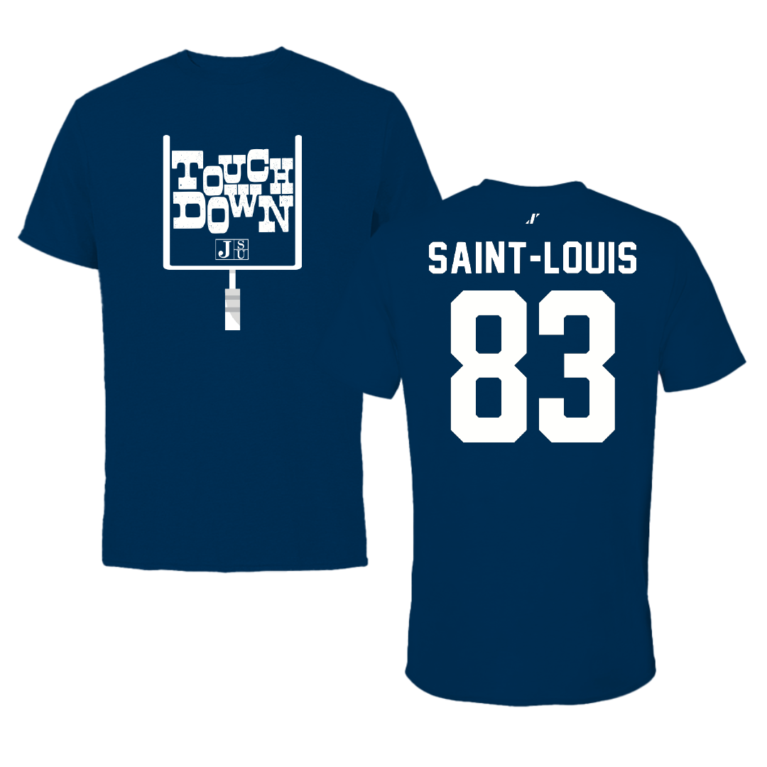 Jackson State University Football Navy Touchdown Performance Tee - #83 Sebastien Saint-Louis