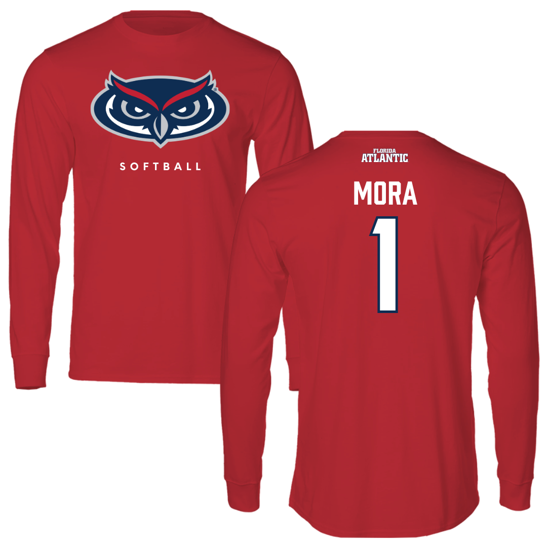 Florida Atlantic University Softball Red Long Sleeve - #1 Jesiana Mora