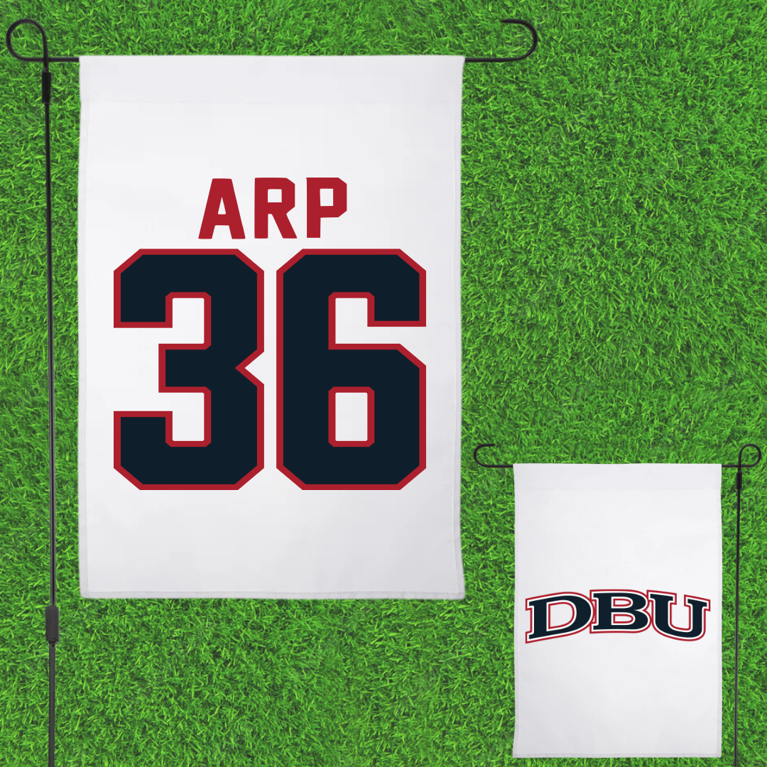 Dallas Baptist University STUNT White Garden Flag - #36 Ashtyn Arp