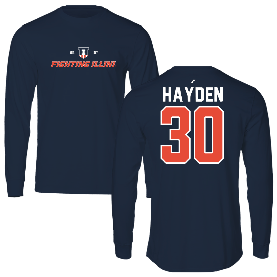 University of Illinois Football Navy General Long Sleeve - #30 Jojo Hayden