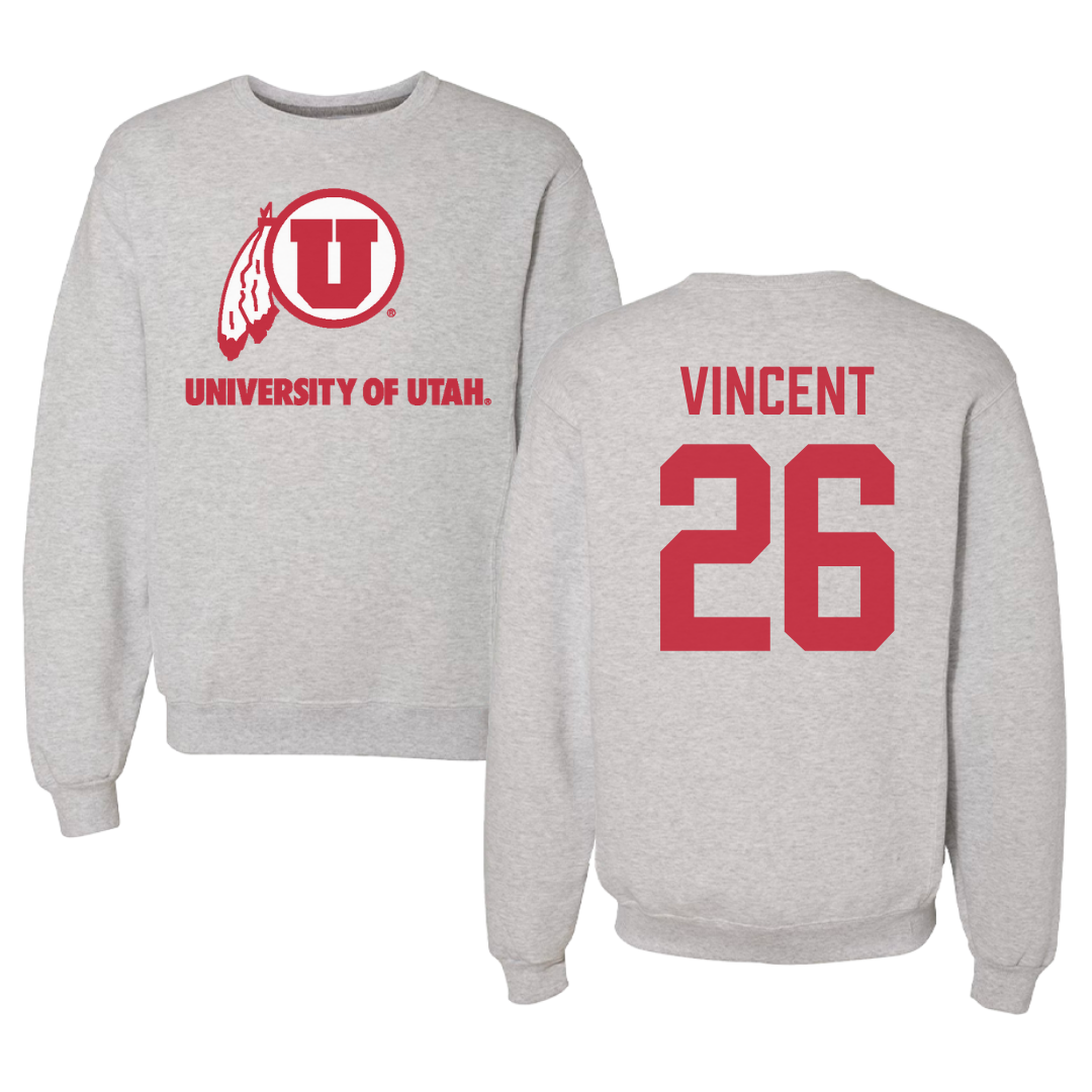 University of Utah Football Gray Crewneck - #26 Charlie Vincent