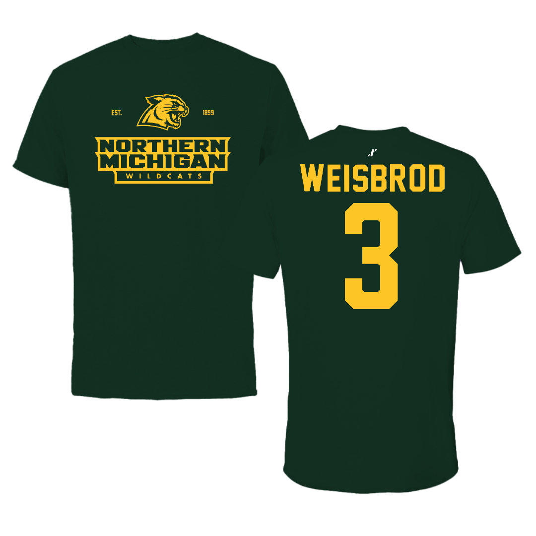 Northern Michigan University Basketball Forest Green General Tee - #3 Max Weisbrod