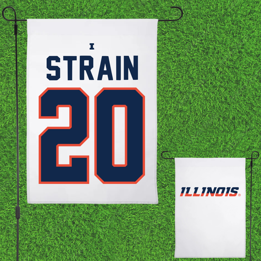 University of Illinois Football White Garden Flag - #20 Tyler Strain