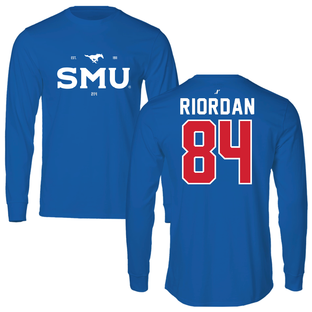 Southern Methodist University Football Blue General Long Sleeve - #84 Tripp Riordan