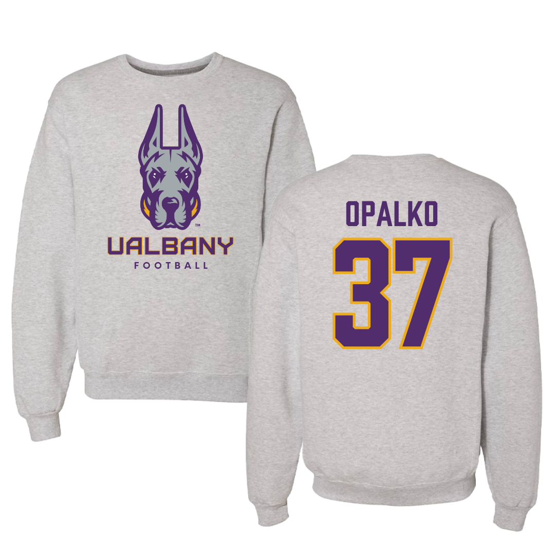 University at Albany Football Gray Crewneck - #37 John Opalko