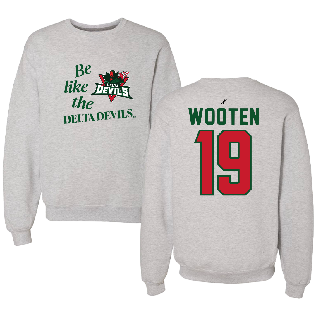 Mississippi Valley State University Volleyball Light Gray Be Like Us Crewneck - #19 Taylor Wooten