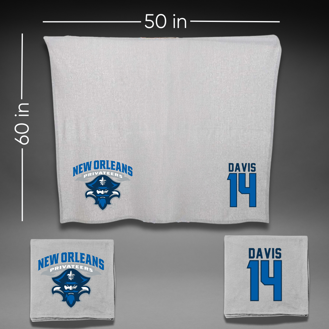 University of New Orleans Basketball Gray Blanket - #14 Kyla Davis