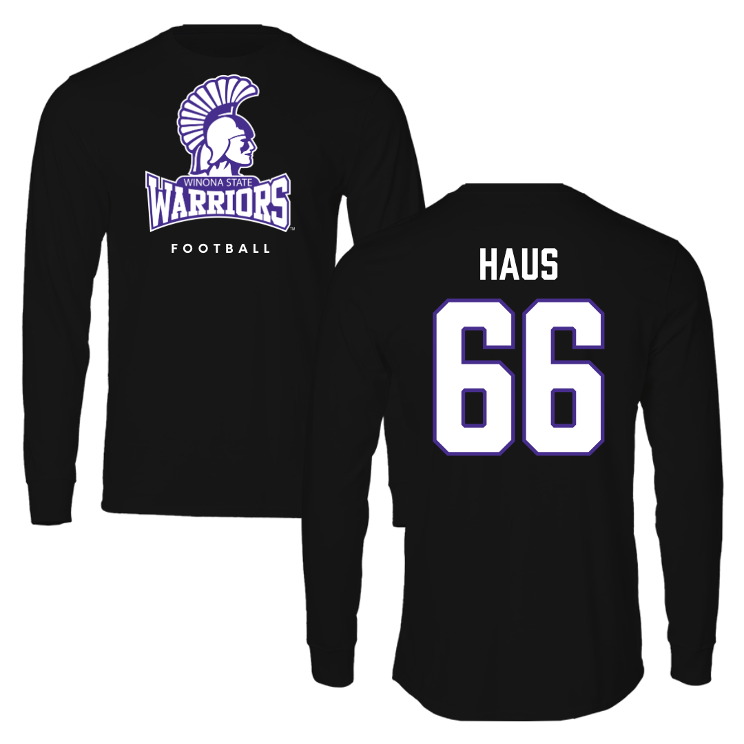 Winona State University Football Black Long Sleeve - #66 Blake Haus