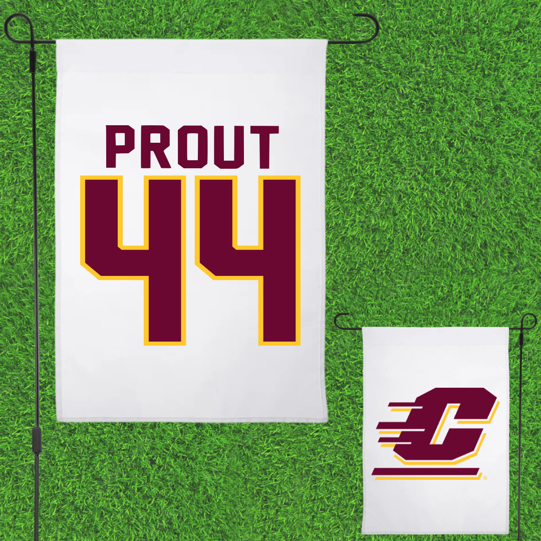 Central Michigan University Baseball White Garden Flag - #44 Cole Prout