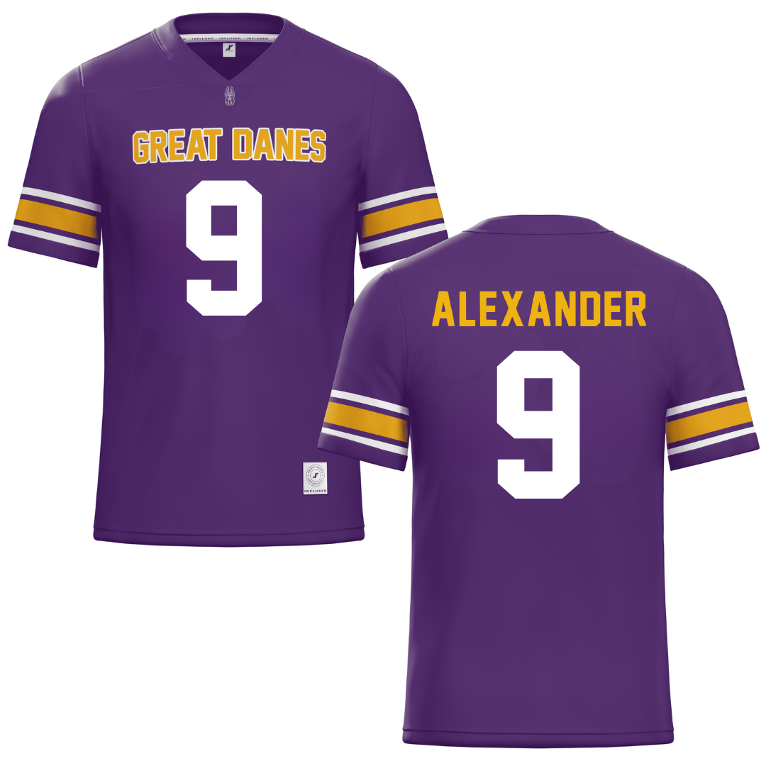 University at Albany Purple Football Jersey - #9 Landon Alexander