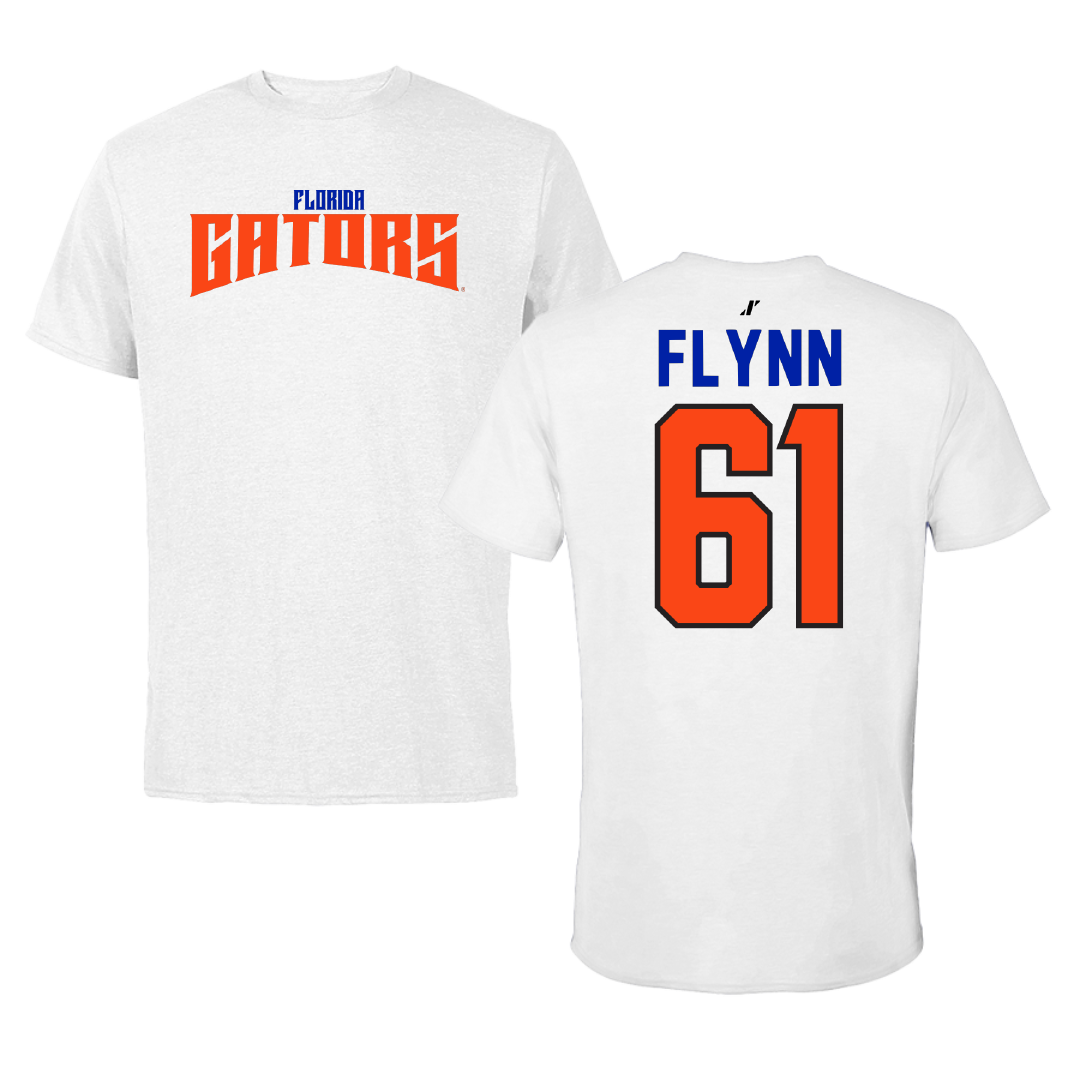 University of Florida Football White Classic Tee - #61 Nicolas Flynn
