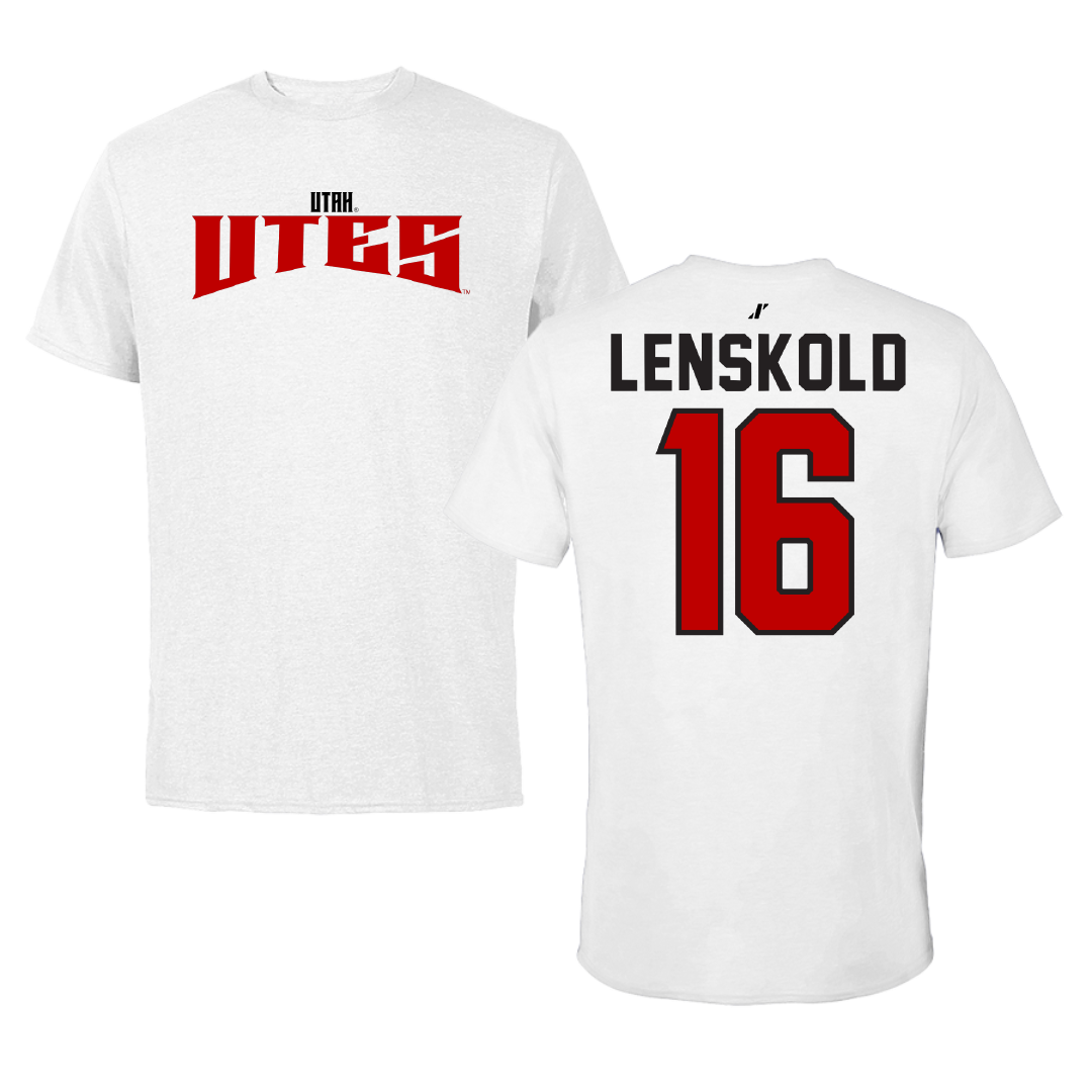 University of Utah Lacrosse White Classic Tee - #16 Colin Lenskold