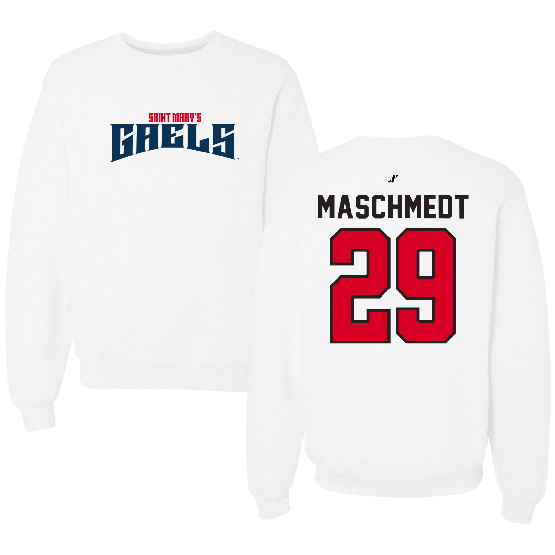 Saint Mary's College of California Soccer White Classic Crewneck - #29 Will Maschmedt