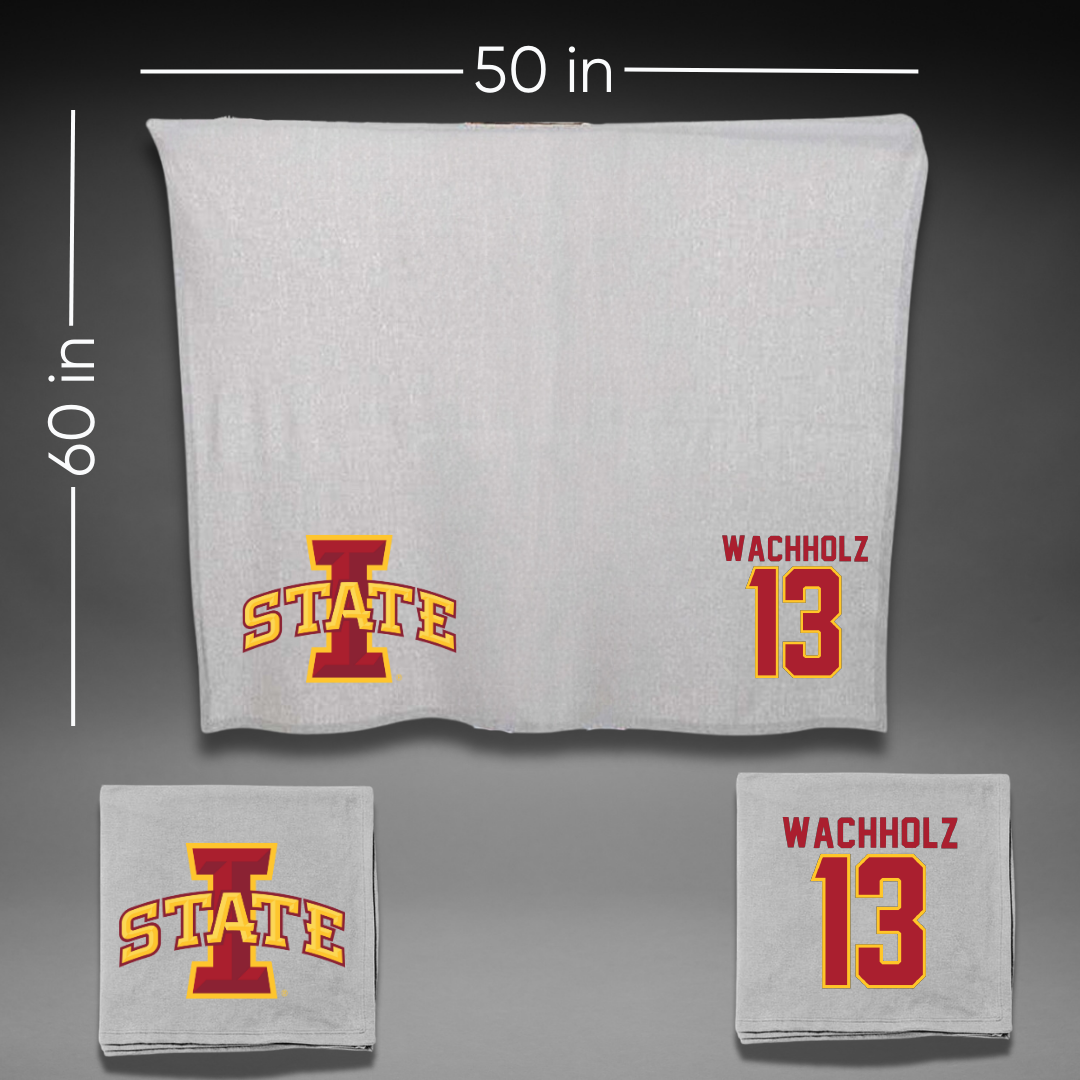 Iowa State University Volleyball Gray Blanket - #13 Lilly Wachholz