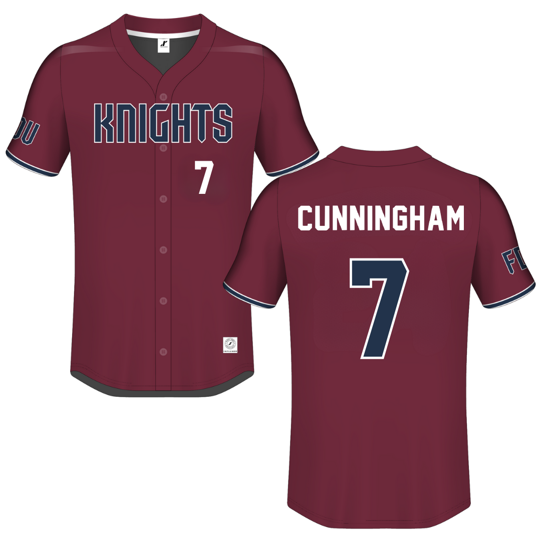 Fairleigh Dickinson University-Metropolitan Campus Maroon Button-Down Jersey - #7 Riley Cunningham