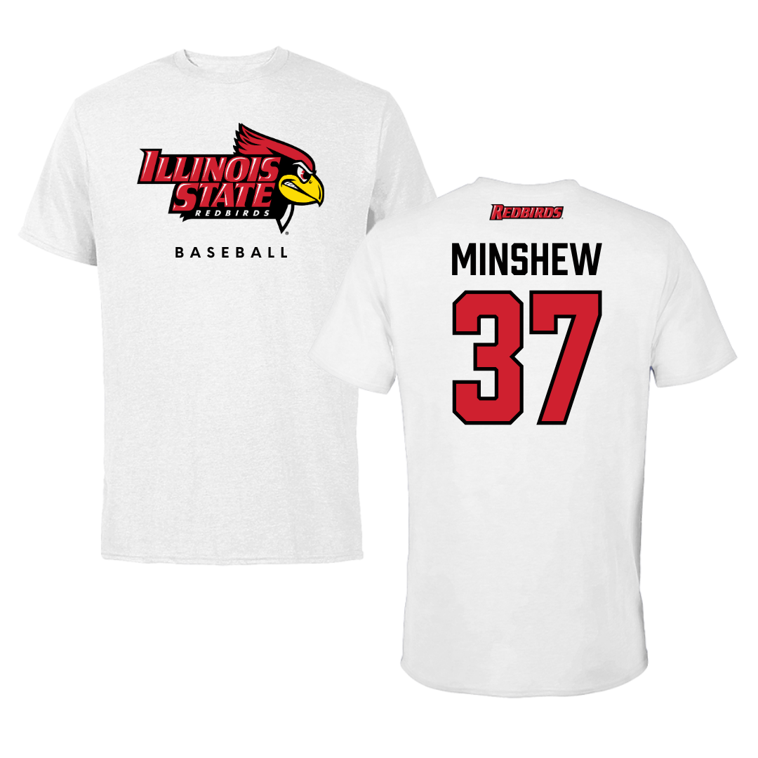 Illinois State University Baseball White Performance Tee - #37 Lawson Minshew