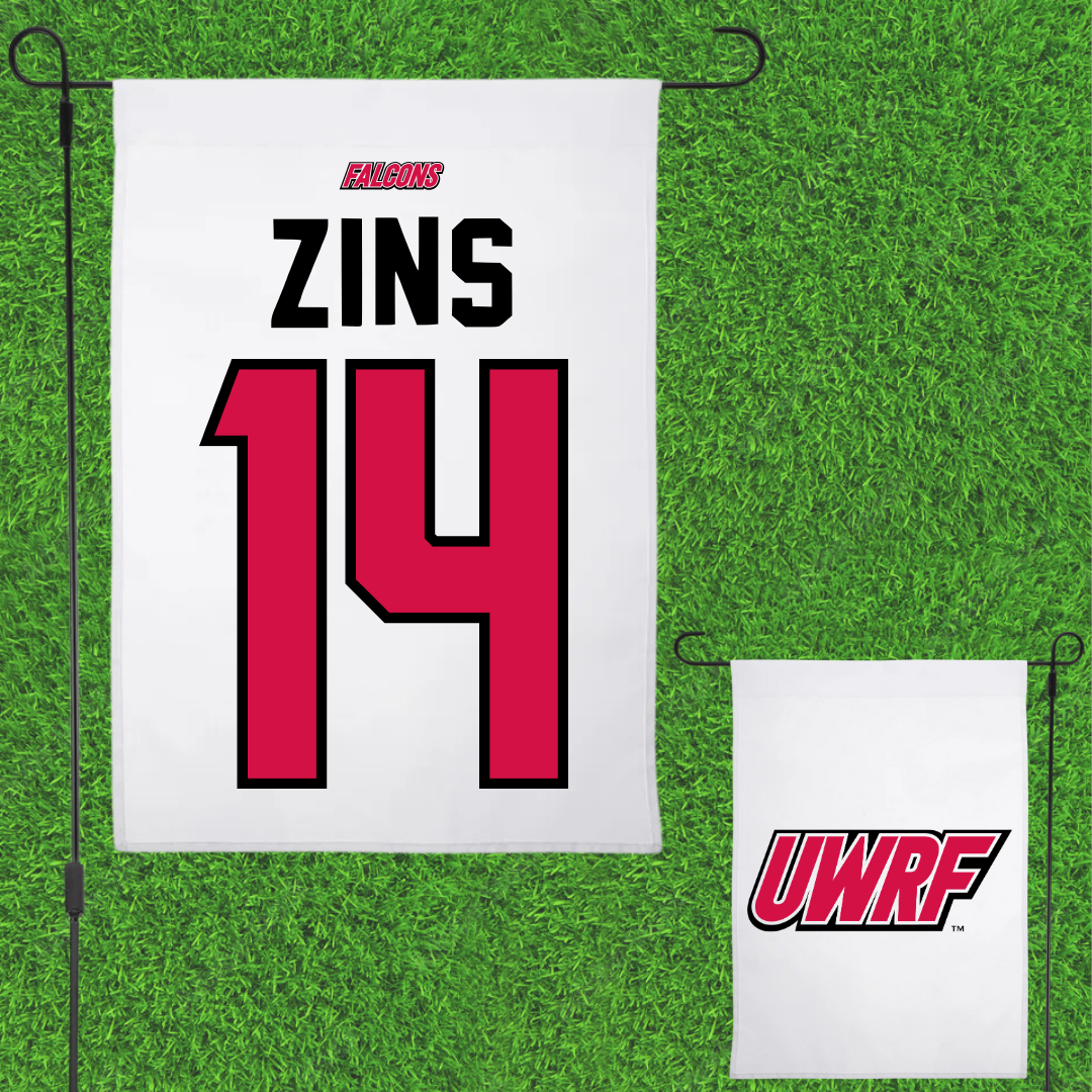 University of Wisconsin-River Falls Soccer White Garden Flag - #14 Macy Zins