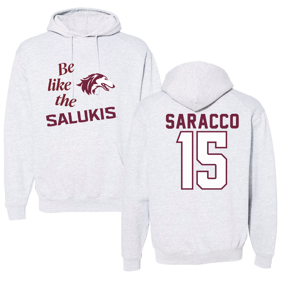 Southern Illinois University at Carbondale Basketball Light Gray Be Like Us Hoodie - #15 Madisyn Saracco