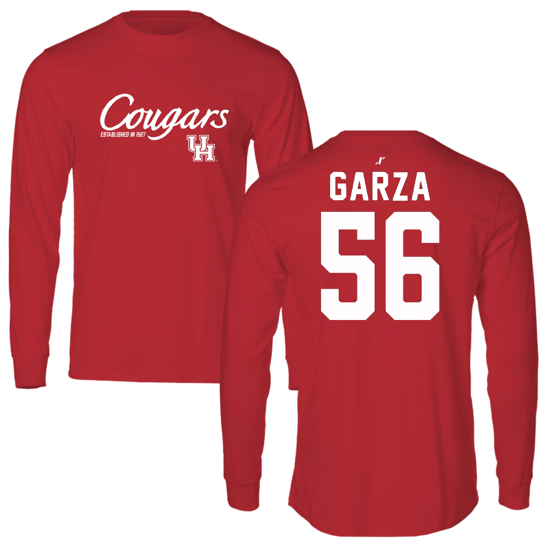 University of Houston Football Red General Long Sleeve - #56 Jacob Garza