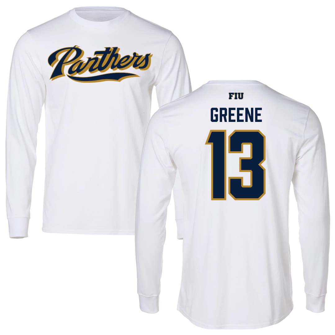 Florida International University Baseball White Panthers Long Sleeve - #13 Bryce Greene