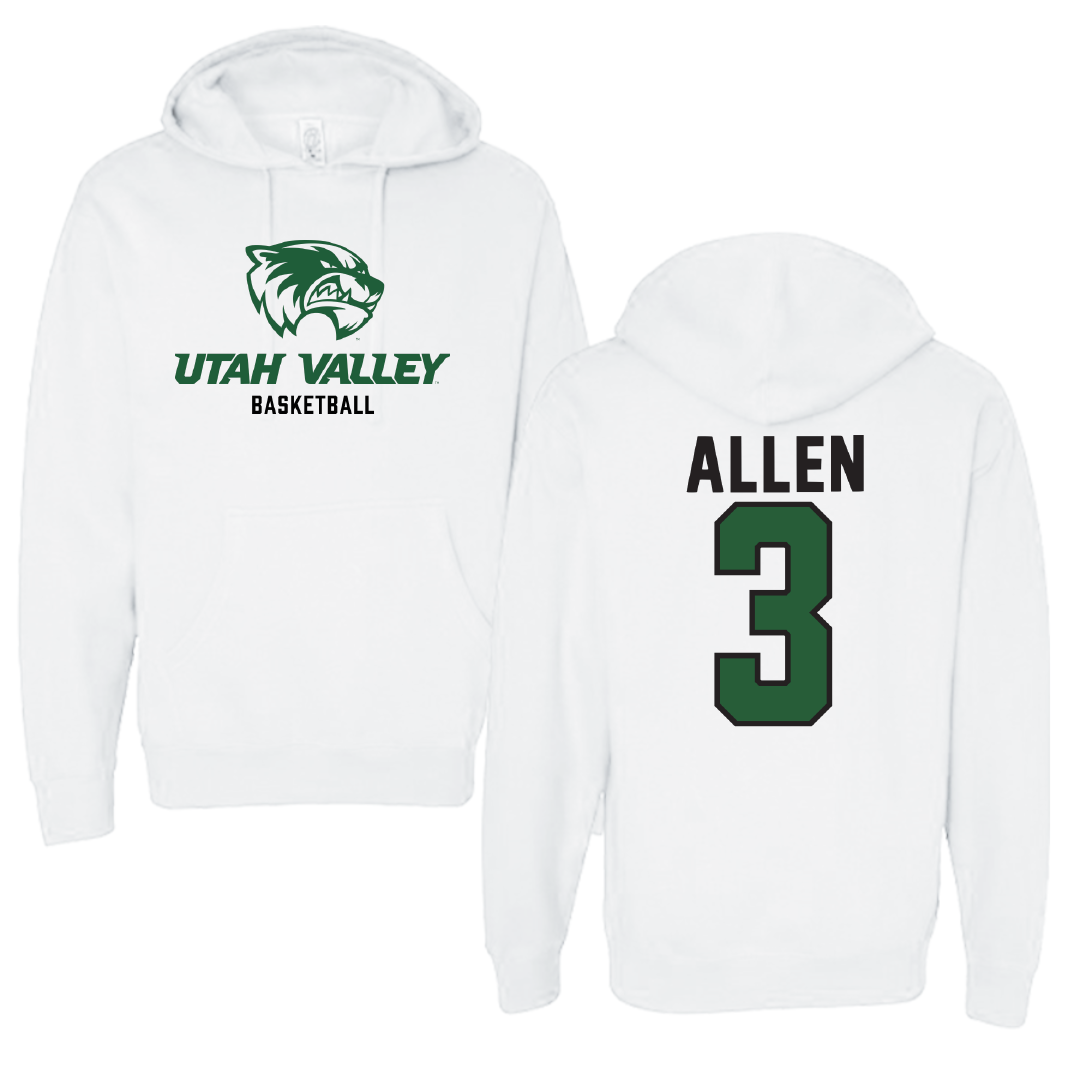 Utah Valley University Basketball White Classic Hoodie - #3 Drake Allen