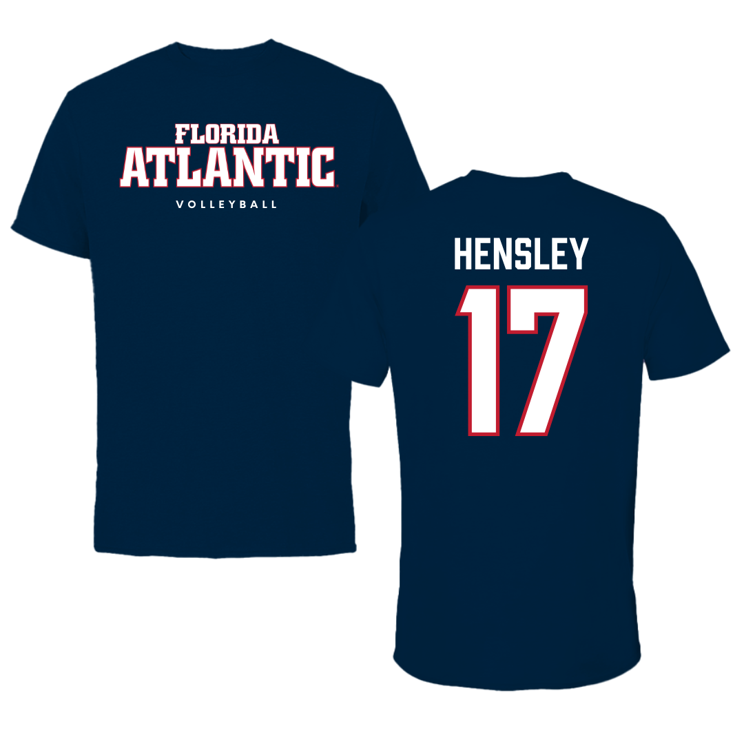 Florida Atlantic University Volleyball Navy Block Tee - #17 Victoria Hensley
