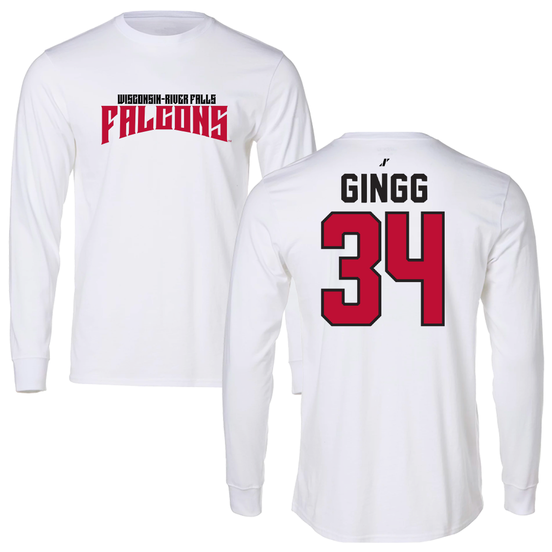University of Wisconsin-River Falls Football White Classic Performance Long Sleeve - #34 Conrad Gingg