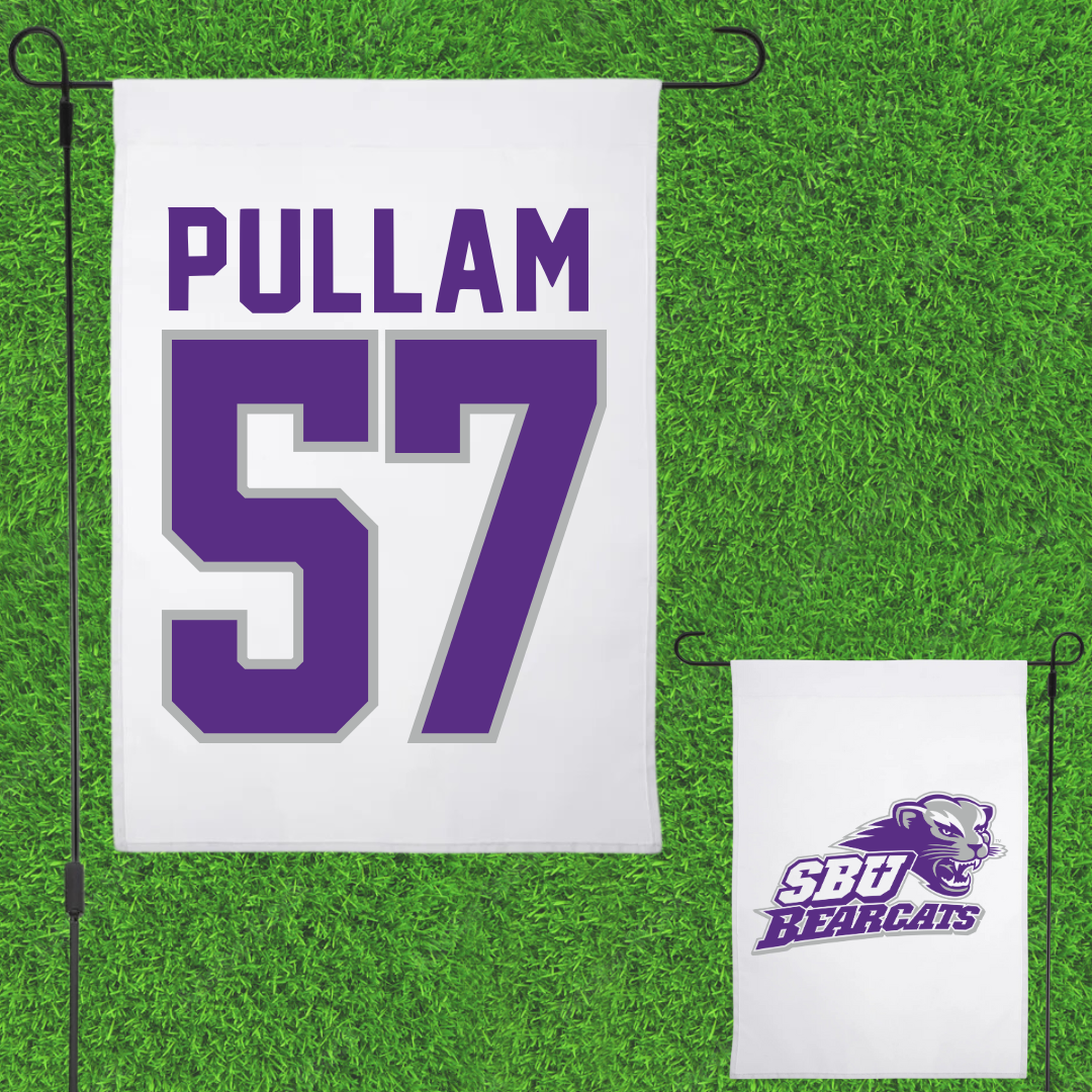 Southwest Baptist University Football White Garden Flag - #57 Landon Pullam
