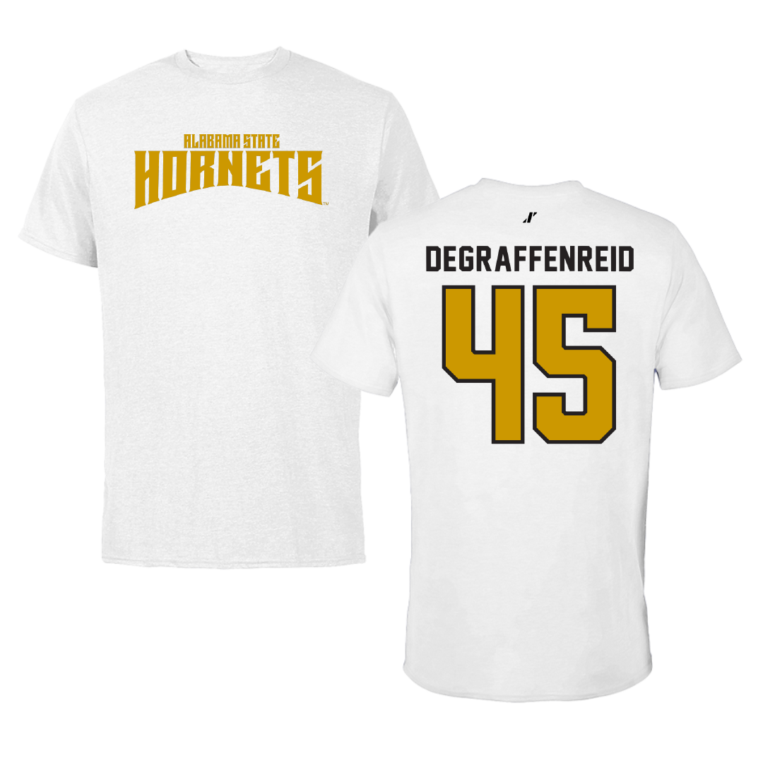 Alabama State University Football White Classic Tee - #45 Grant DeGraffenreid